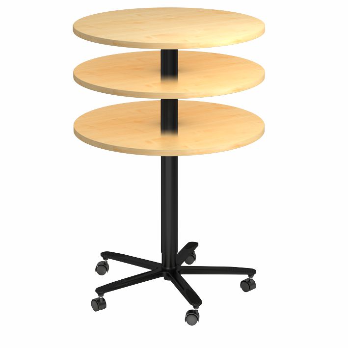 Säulenhubtisch Dm 80 cm, Chrom oder Schwarz, 8 Dekore